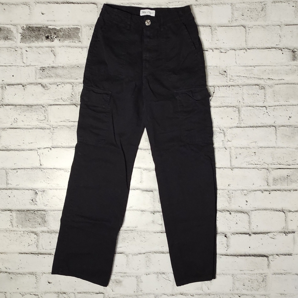 Zara Black Cargo Pants Women’s Size 2 High Rise Casual Streetwear